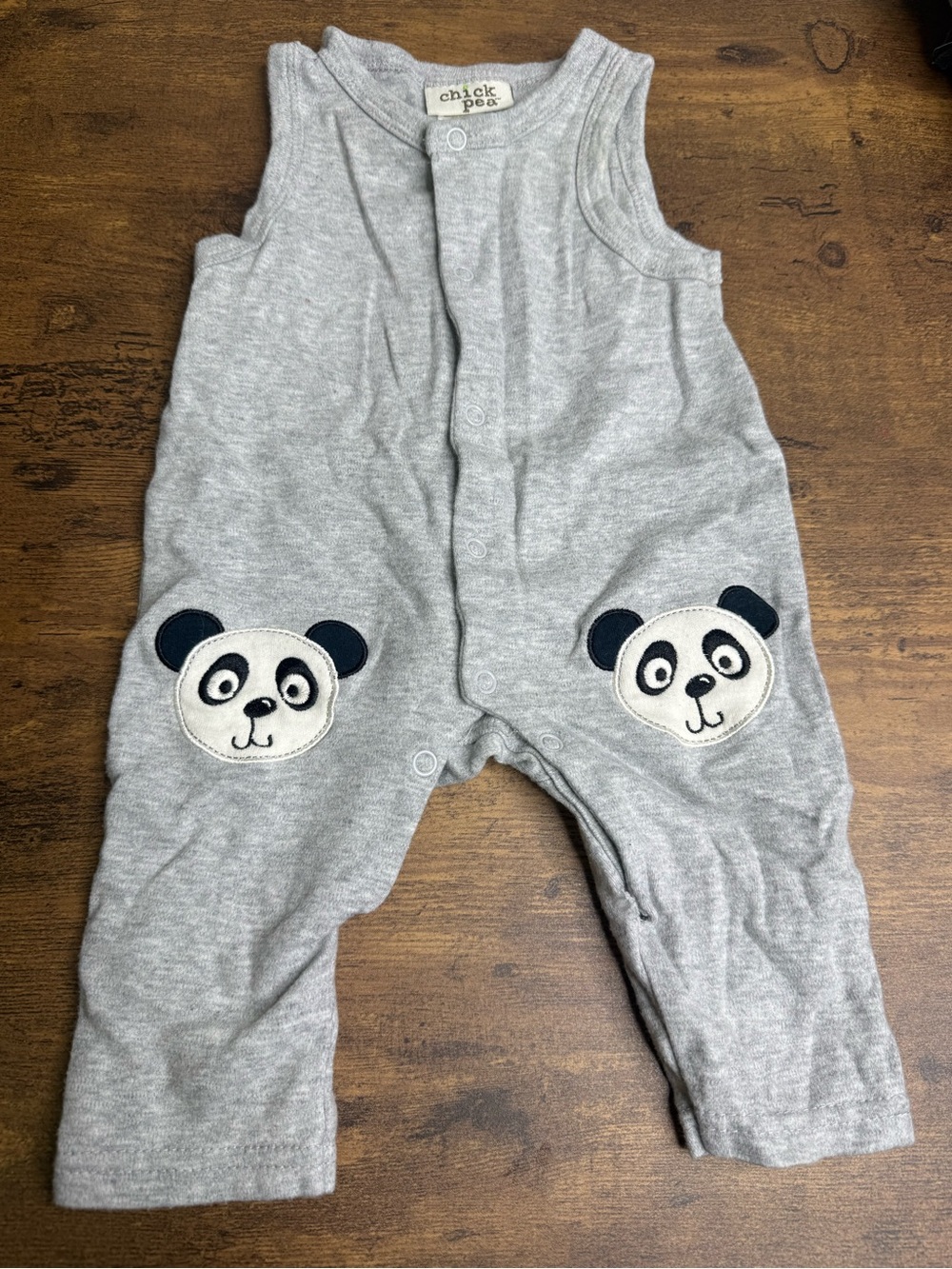 ⭐️5 for $20⭐️ Chick Pea Grey Panda Appliqué Baby Romper 3-6M